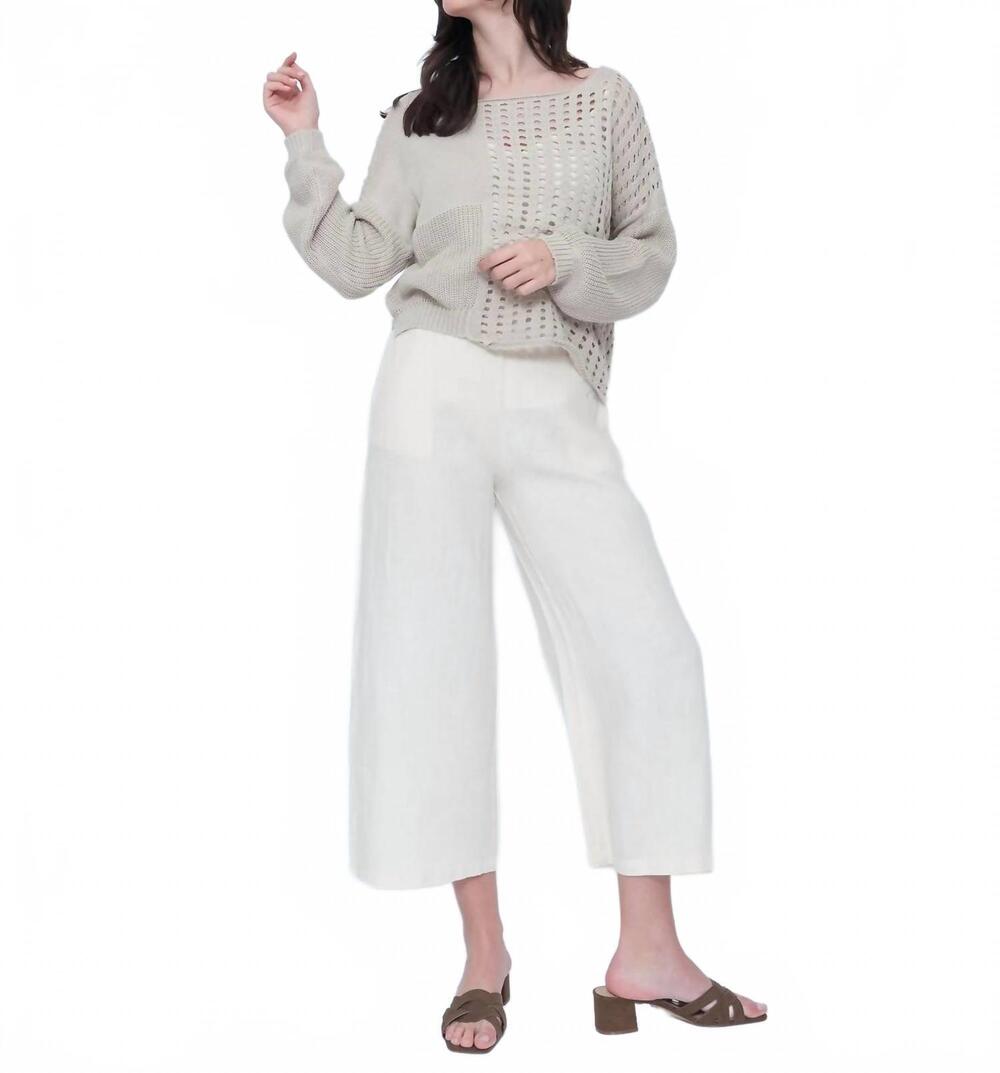 NEW BLUEBERRY wide leg crop pants in ecru
